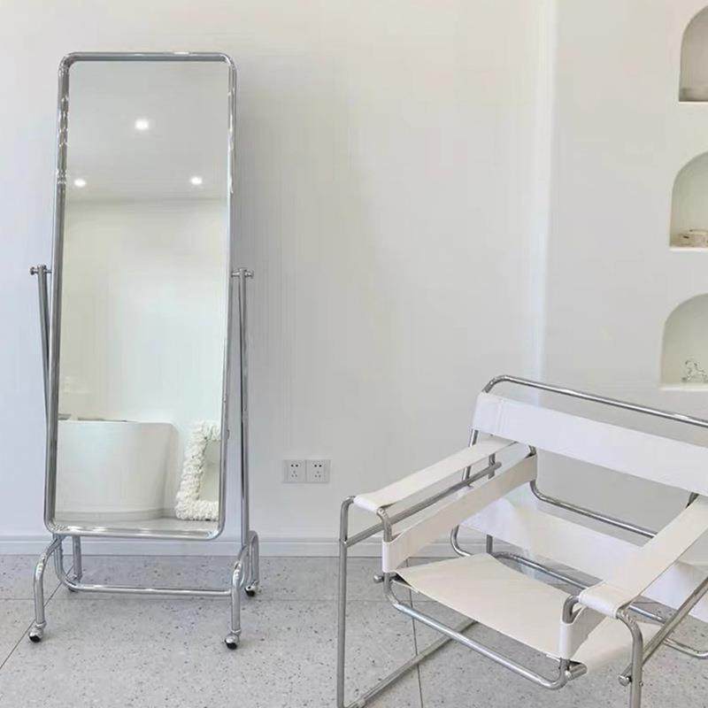 现代简约家用高清网红可移动卧室落地穿衣镜服装店试衣镜落地带轮