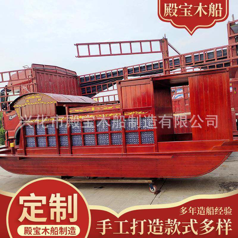 嘉兴南湖红船仿古画舫木船旅游影视船观光红船文化景观参观红船