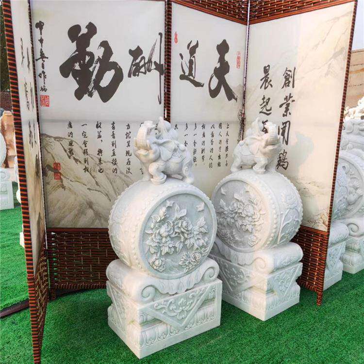 石雕门墩抱鼓石一对汉白玉门墩家用石鼓门当门鼓摆件