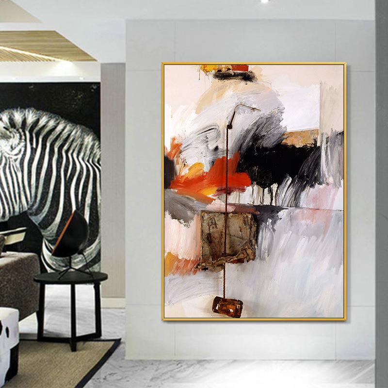 油画手绘赵无极抽象山水客厅玄关背景装饰画现代简约书房过道挂画