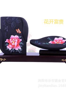 炭雕笔筒活性碳雕工艺品办公商务会议纪念品