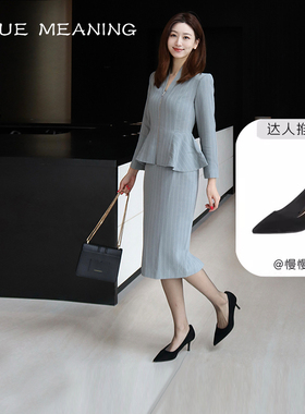 True Meaning·6cm·TM大女主绒面黑色高跟鞋女气质配旗袍单鞋