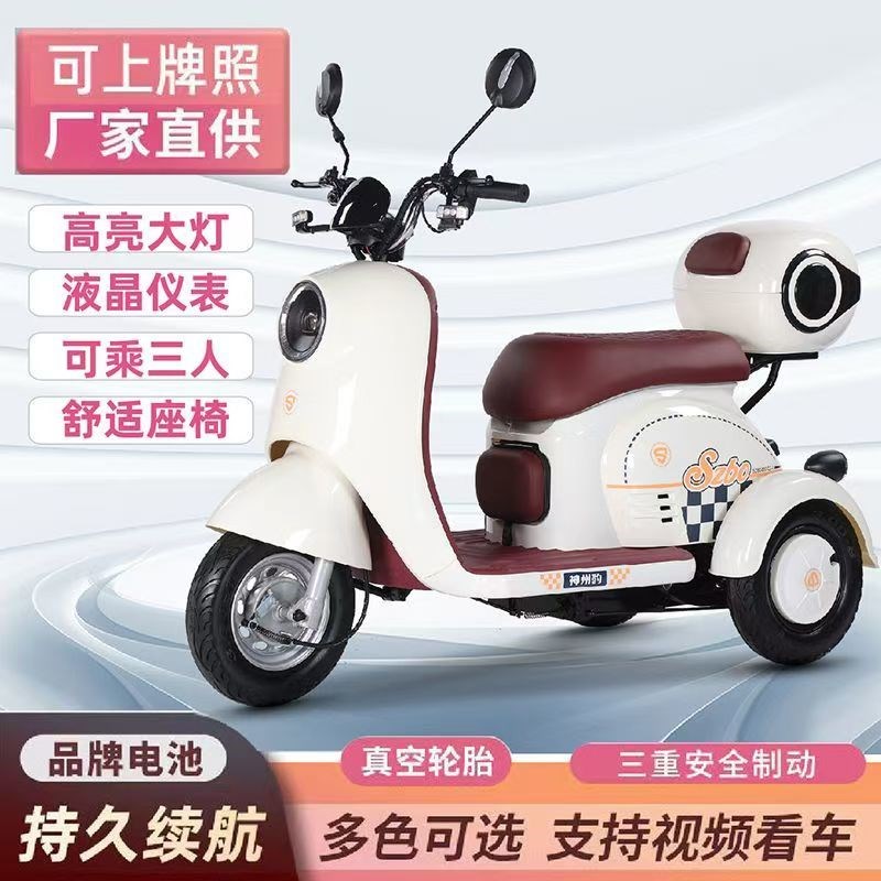 网红电动三轮车成人女士接送孩子休闲电瓶车新款电三轮电动摩托车