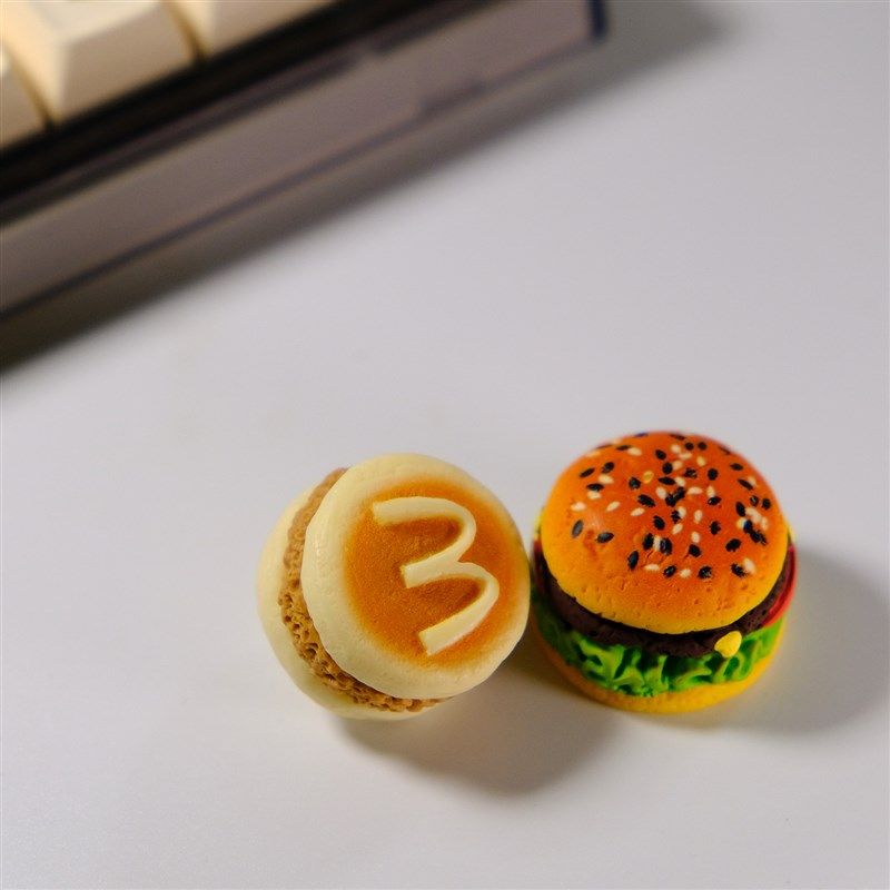 超还麦当当汉堡个性外设手工立体音响键盘旋钮帽创意客制食玩礼物