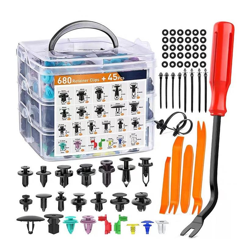 汽车通用塑料卡扣固定挡泥板保险杠叶子板门卡子卡钉螺丝钉725PCS