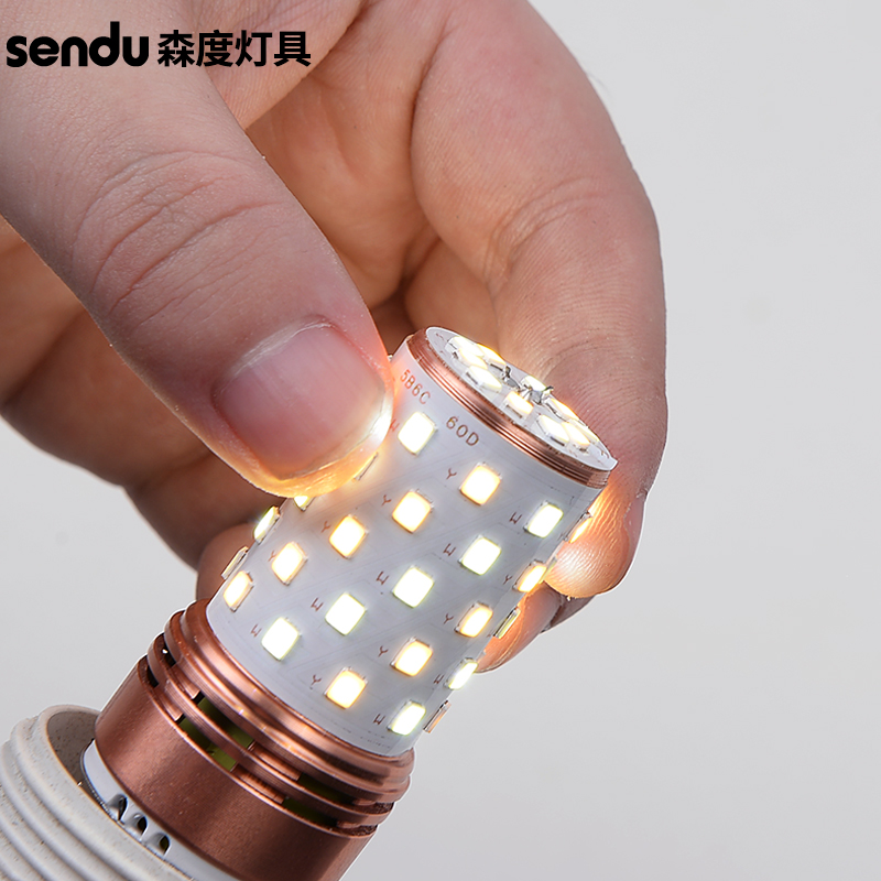 照明超亮led三色变光玉米灯泡e27e14大小螺口12瓦白光暖光节能灯