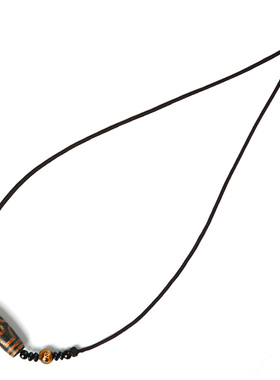 西藏一三六眼老料天珠民族风化纹颈饰玛瑙包浆男士女吊坠锁骨项链