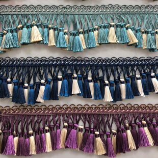 天河花边欧式 饰品 加密加厚窗帘流苏花边穗子珠子绑带球厂家13米装