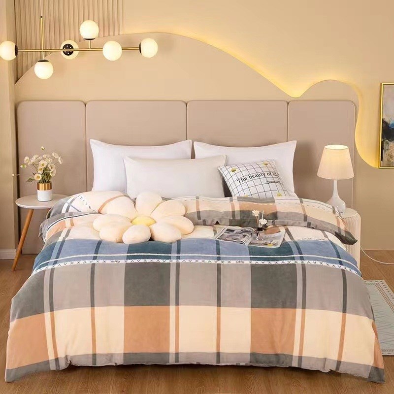 法兰绒被套单件加绒加厚珊瑚绒被罩D单人双人冬季保暖双面加绒被