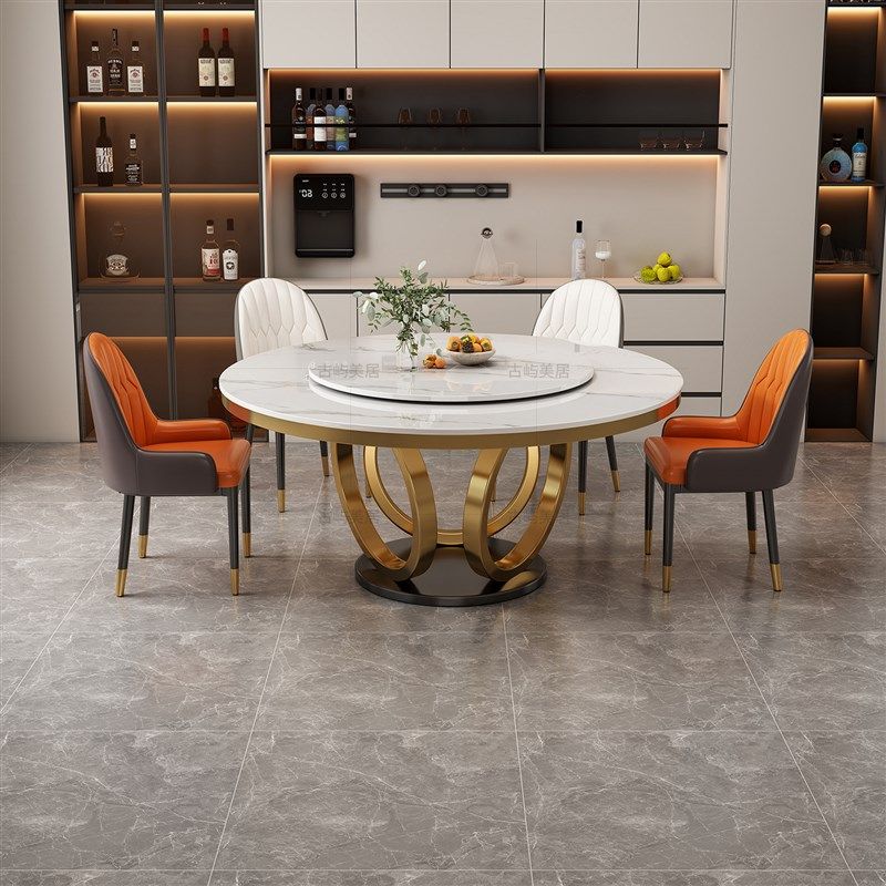轻奢现代简约岩板餐桌椅组合家用大小户型带N电磁炉圆形大理石饭,住宅家具,岩板餐桌,淘宝优惠券,粉丝福利购,淘宝优惠卷