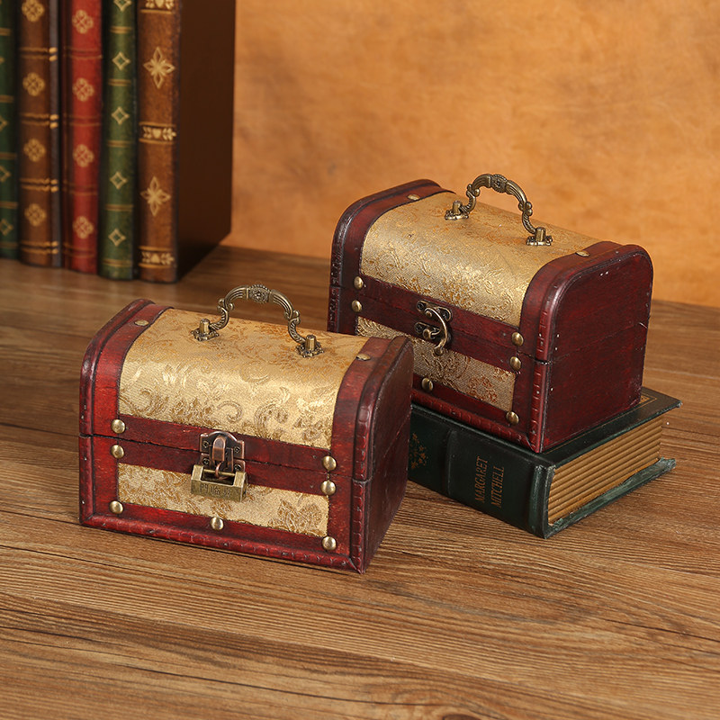 中式小木b盒子复古木质带锁桌面收纳盒国风藏宝盒道具百宝箱密码