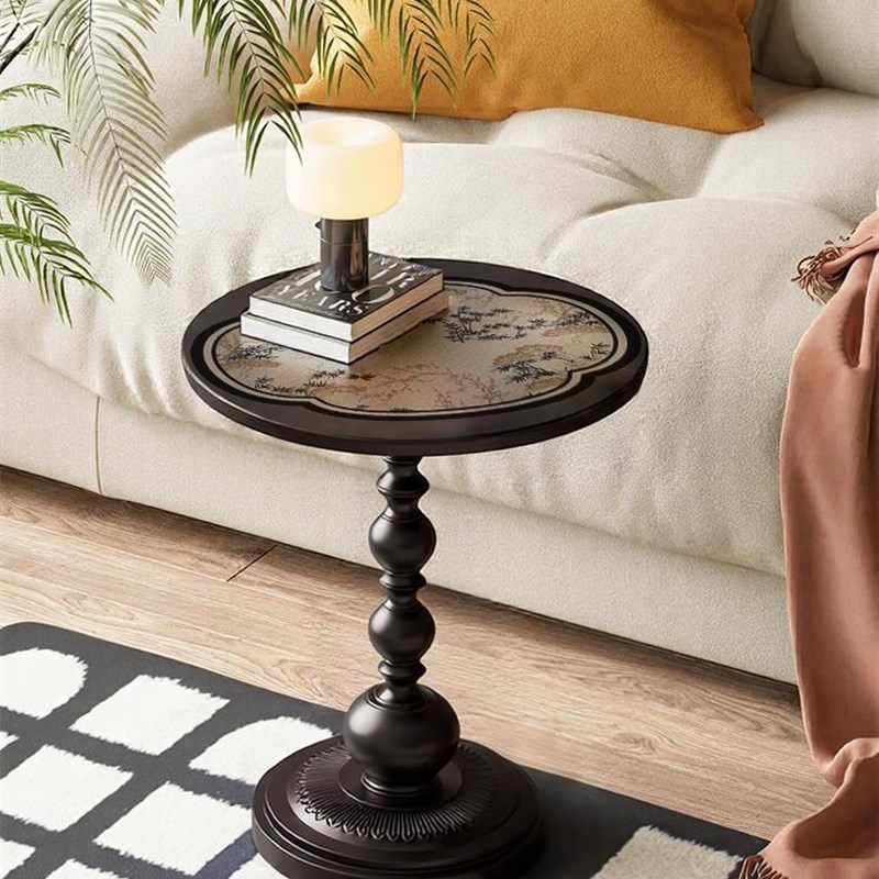 中古小茶几新中式边m桌沙发边几客厅覆古角几铁艺床头置物阳台圆