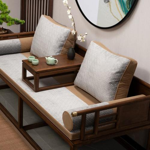 中式绒布坐垫高档靠背垫海绵垫套红木家具罗汉床垫沙发垫支持定制