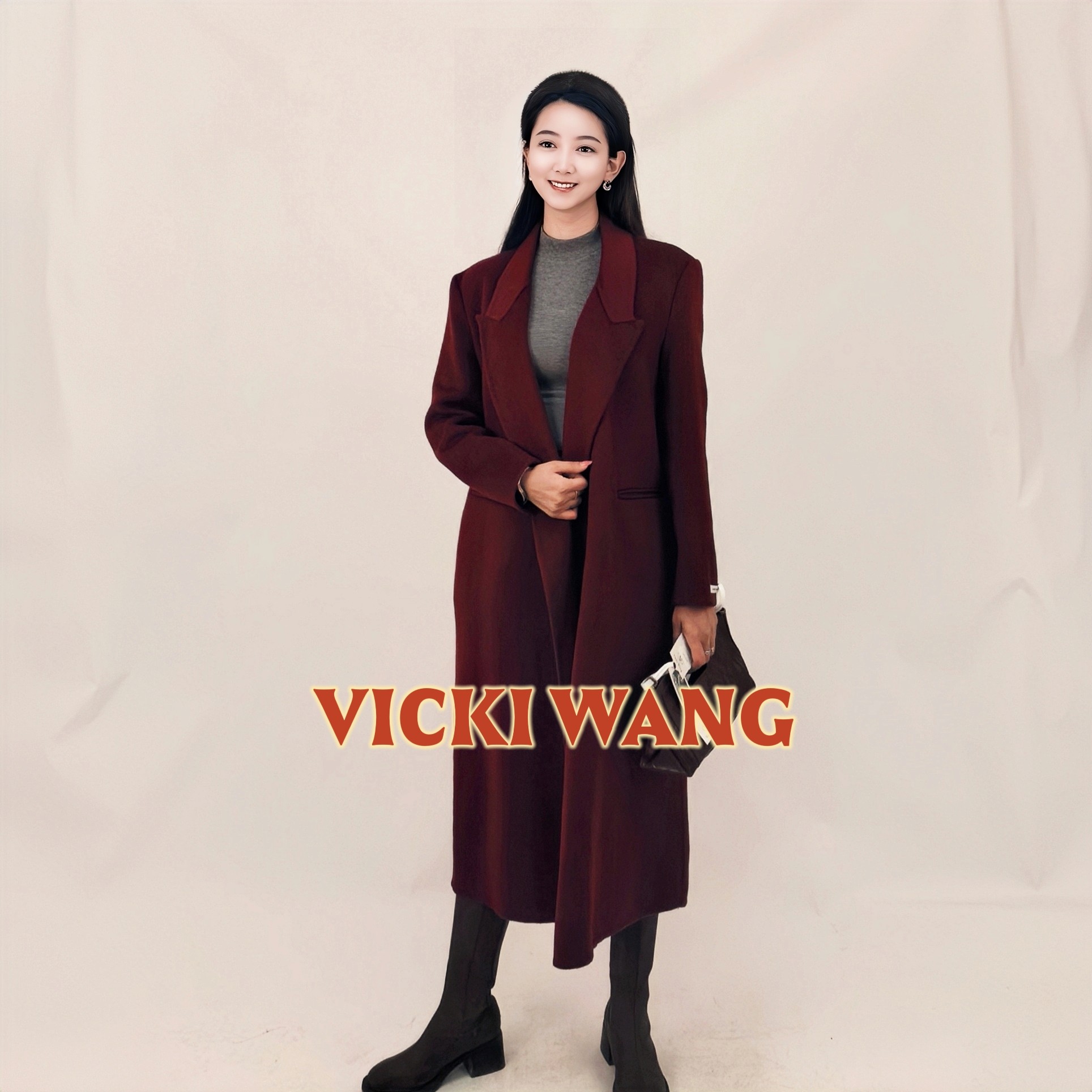 2025秋季新款时尚百搭西装领系带双面羊毛大衣女长款外套