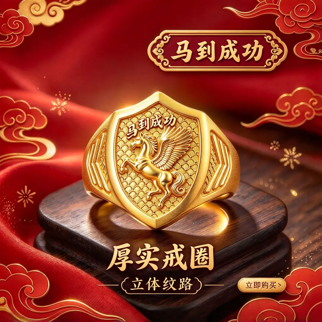 合金戒指马到成功小众时尚百搭