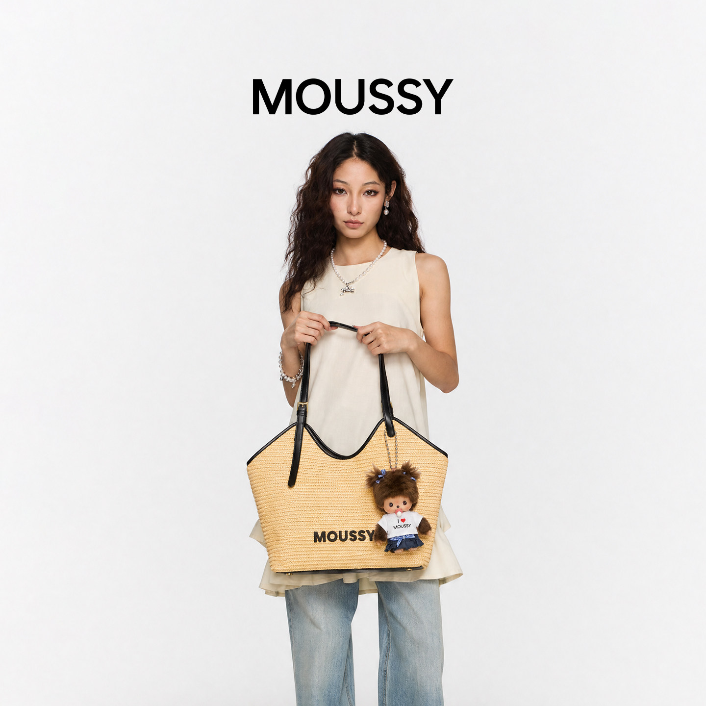 Moussy草编百搭通勤大托特包