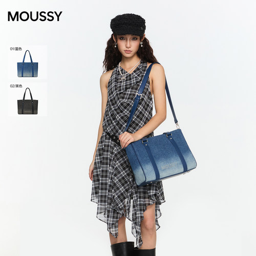 Moussy牛仔渐变托特包百搭通勤
