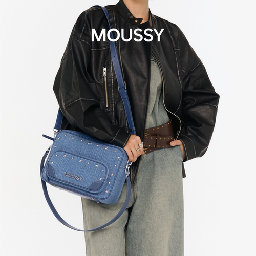 MOUSSY牛仔铆钉邮差包