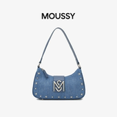 MOUSSY 设计款 Cozy Fit牛仔铆钉机车包腋下手提小拎包女气质时尚