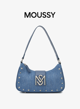 MOUSSY Cozy Fit牛仔铆钉机车包腋下手提小拎包女气质时尚设计款