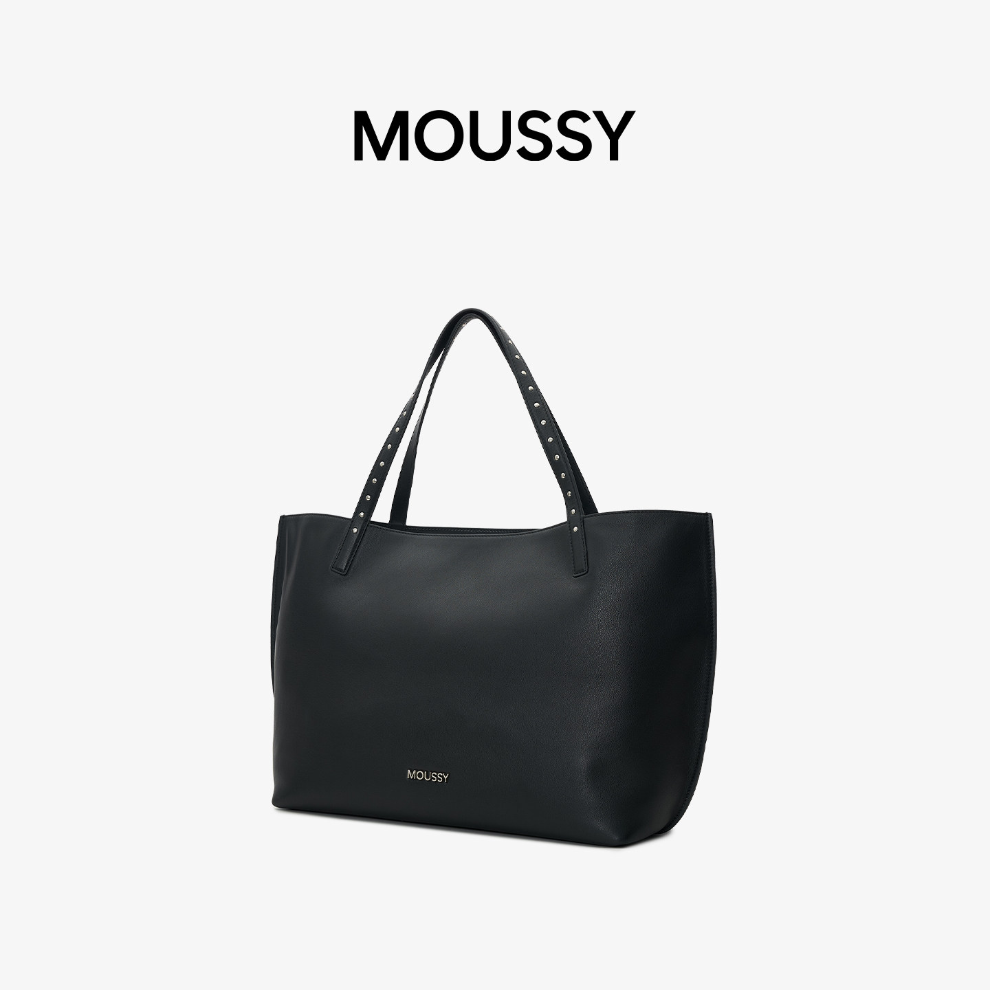 【李响管乐同款】MOUSSY都市真皮铆钉托特包手提牛皮单肩包女包