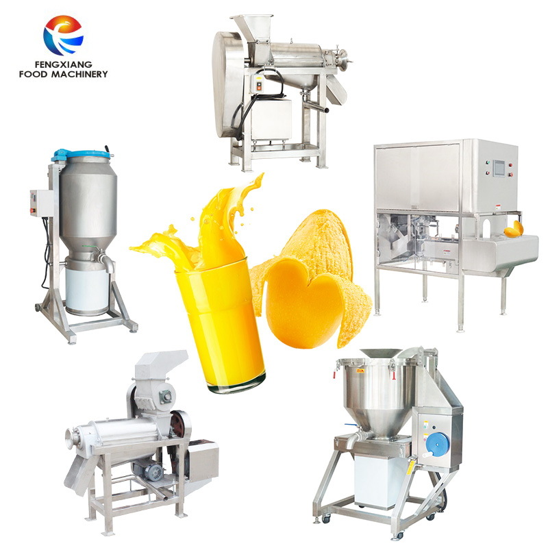 工厂直销 大产量商用芒果削皮机 芒果强力螺旋榨汁机芒果汁生产线