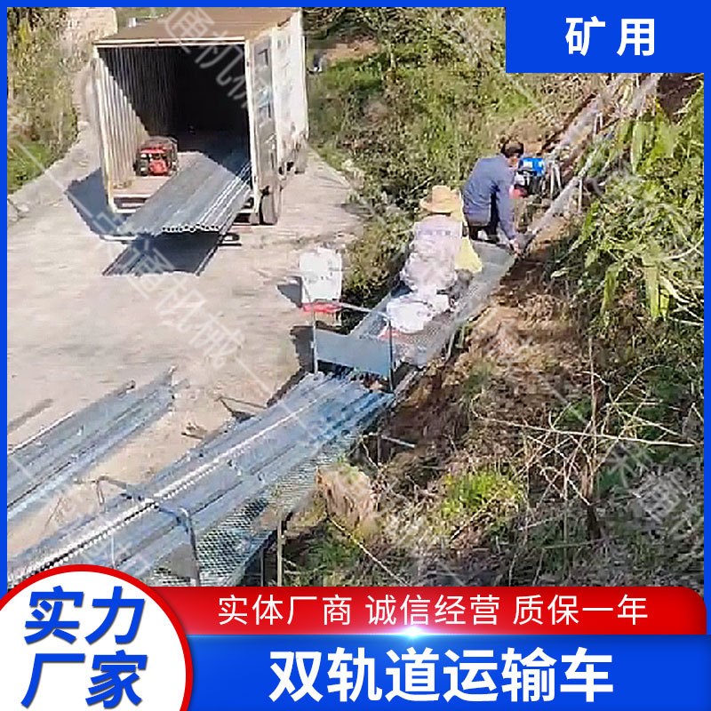 山地牵引式材料便携搬运t装载机园林汽油机带简易拉货双轨道运输