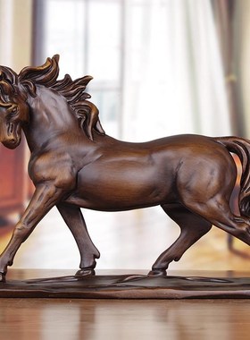 实木马摆件中式装饰办公室桌面家居客厅招财生日R开业礼品马到成
