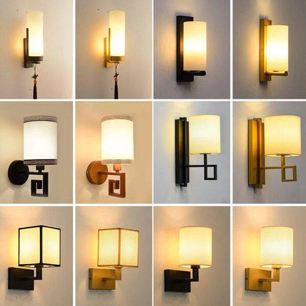 简约酒店工程卧室床过道客厅背景墙走廊楼梯头灯新中式壁灯灯仿古