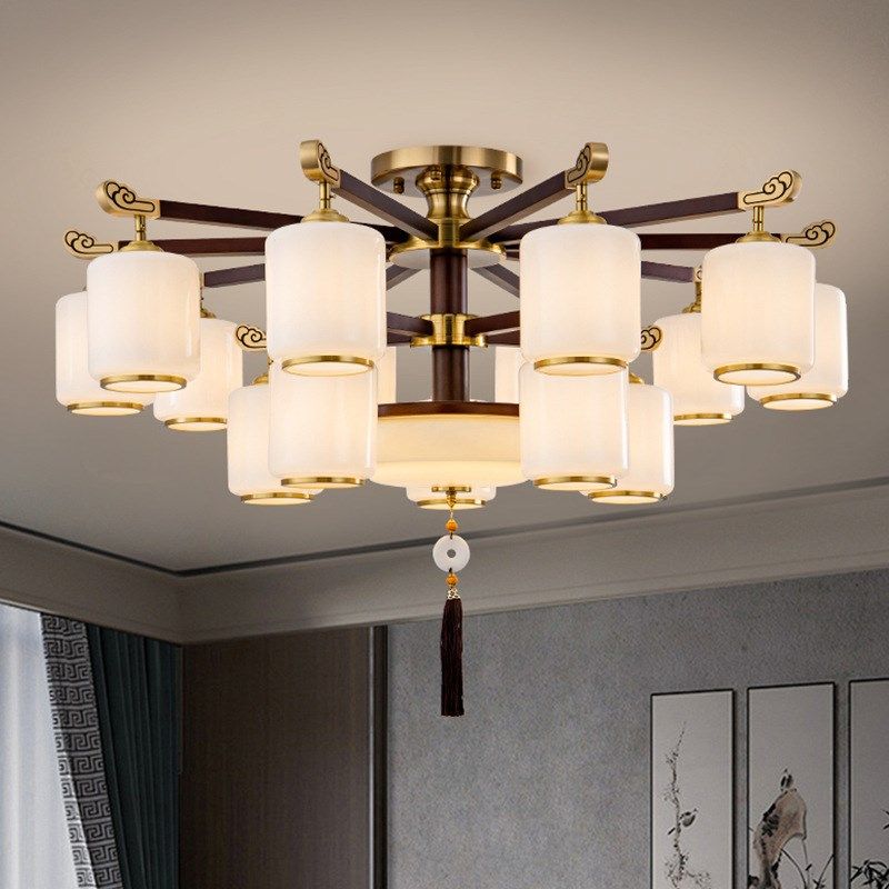 新中式禅意全铜吸顶灯客厅灯中国风别墅大I厅铜灯实木餐厅灯具630,家装灯饰光源,客厅吊灯,淘宝优惠券,粉丝福利购,淘宝优惠卷