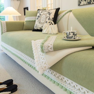 奶油风沙发垫四季 复古毛绒全包沙W发套罩巾盖 通用防滑坐垫子法式