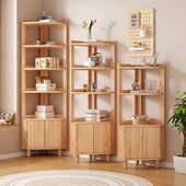 三角柜家用小型多功能墙角全实木转角柜置物架客厅书架书柜一体