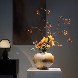 餐桌风宋代民宿现代家居面侘寂电视柜陶瓷花瓶咖啡厅美学家居装饰