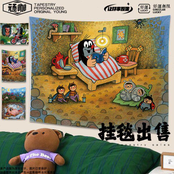 改造挂布主卧床布墙纸背景墙故事挂布宿舍装饰头挂布鼹鼠房间的