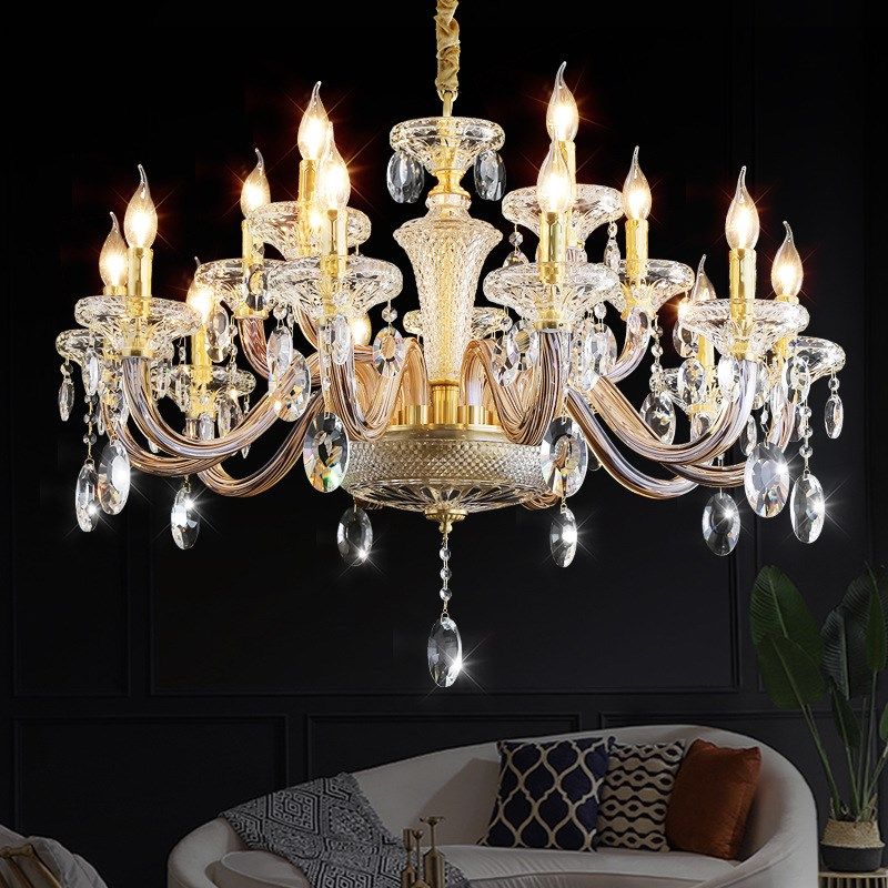 轻奢水晶吊灯g全铜客厅灯欧式餐厅灯新款现代简约卧室灯法式别墅,家装灯饰光源,客厅吊灯,淘宝优惠券,粉丝福利购,淘宝优惠卷