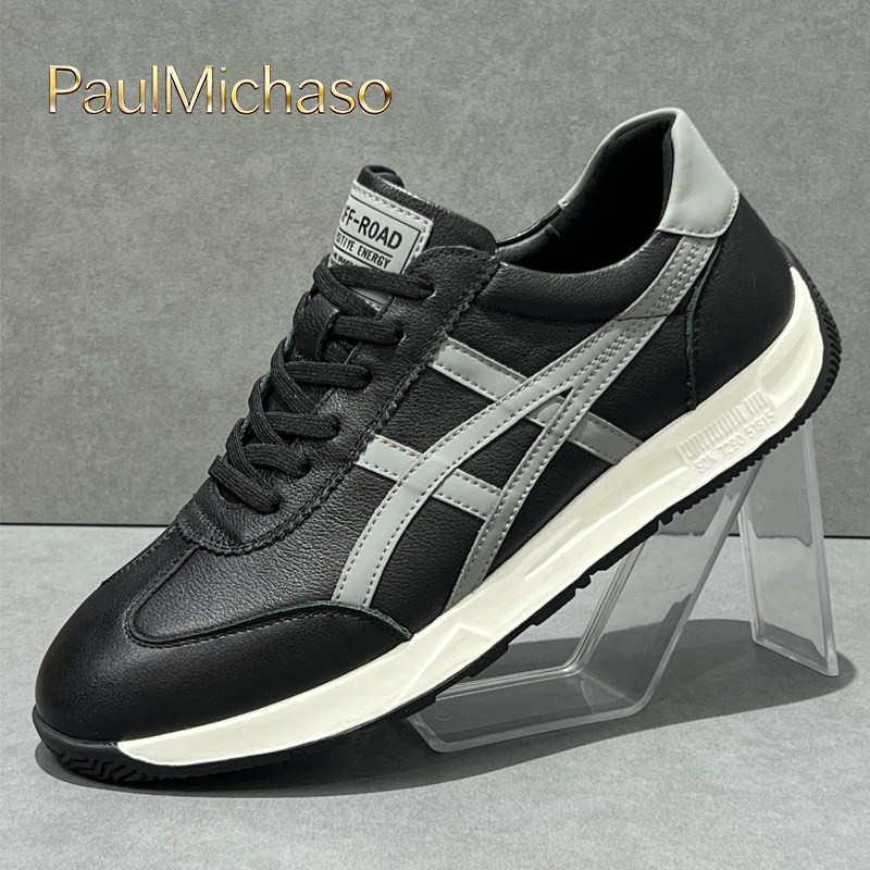 男士阿甘鞋2025新款冬季加绒男鞋真皮运动休闲鞋黑色德训鞋子男款