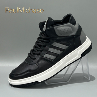 男鞋2025新款春秋冬季男士板鞋三道杠高帮鞋冬鞋运动休闲鞋子男款
