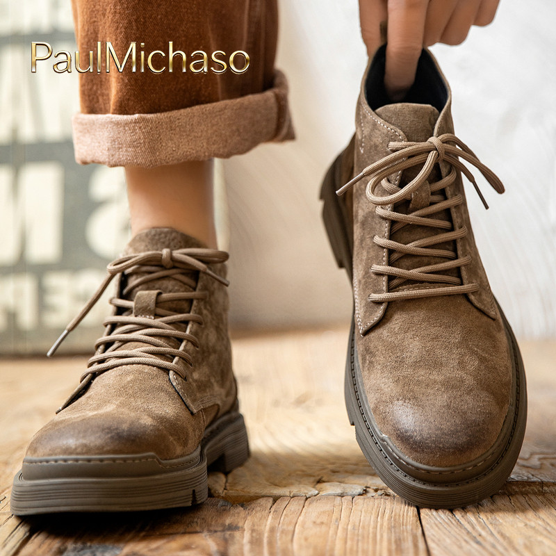 男马丁靴男士2025新款冬季高帮休闲男鞋加绒男靴登山工装靴子男款,流行男鞋,马丁靴,淘宝优惠券,粉丝福利购,淘宝优惠卷