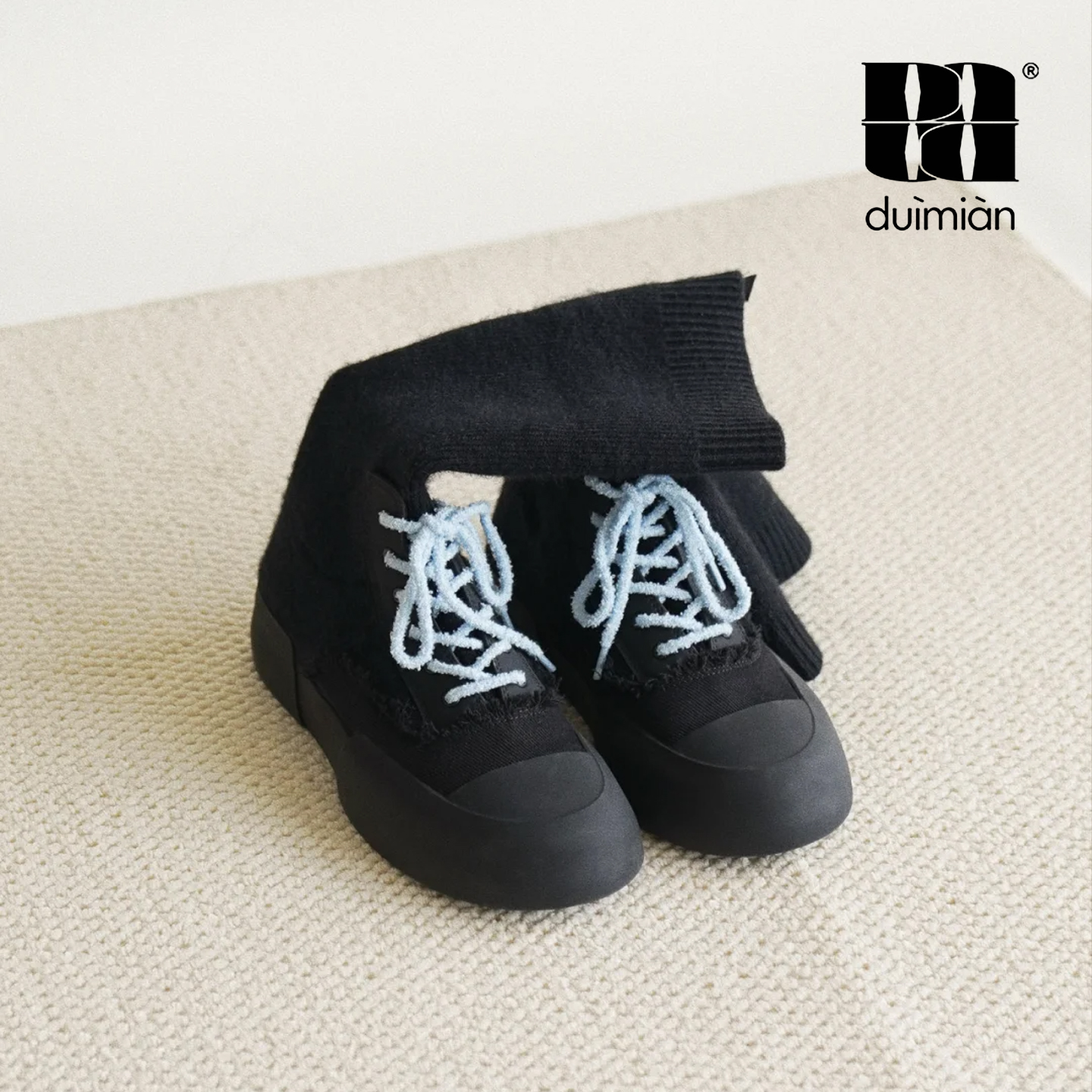 对面高弹力瘦瘦靴针织显瘦筒靴