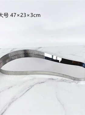 现代银色镜面不j规则金属托盘客厅餐桌收纳摆盘样板房饰品摆件