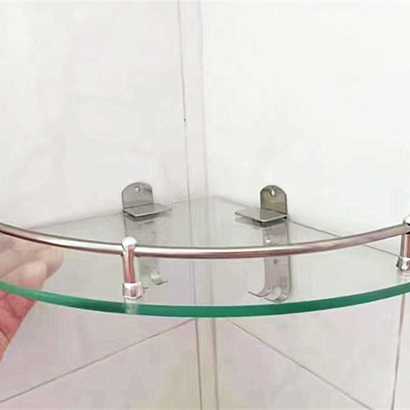 不锈钢玻c璃三角架浴室卫生间酒店扇形置物玻璃转角架免打孔单双