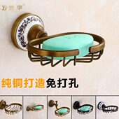 欧式 肥皂架香皂架子陶瓷仿古铜皂网架肥皂盒全铜复古卫生间挂件