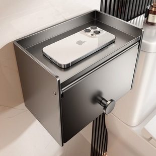 卫生间厕纸盒防水免打孔纸巾盒壁挂式高级感洗手间抽纸卷纸置物架