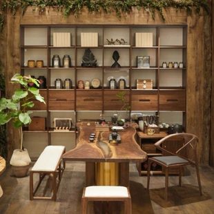 现代简约黑胡桃木实木书架落地全实木满墙置物架北欧定做书柜家具