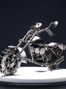 创意轻奢风高档摩托车模型办公桌面客厅小摆件酒柜现代简约装饰品