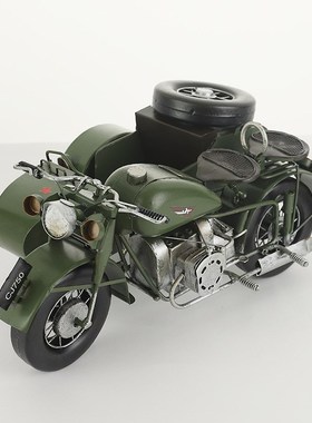 边三轮摩托车模型工艺品摆件电视柜装饰品创意影视道具