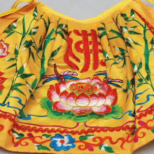 佛鑫缘 台版神衣 观音佛衣 观音菩萨金黄竹衣平绣佛具用品 竹叶衣