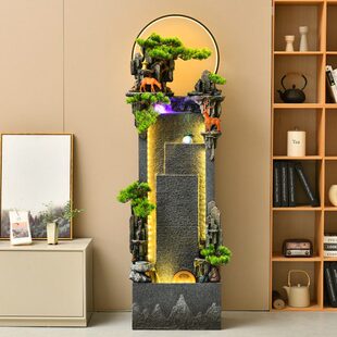 饰品电视两边循环水新款 流水喷泉电视柜旁边 摆件落地客厅玄关装