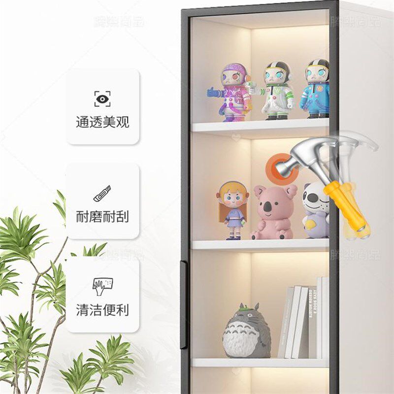 书架带玻璃门痛柜手办展示柜防尘模型摆件客厅陈列柜储物收纳柜子