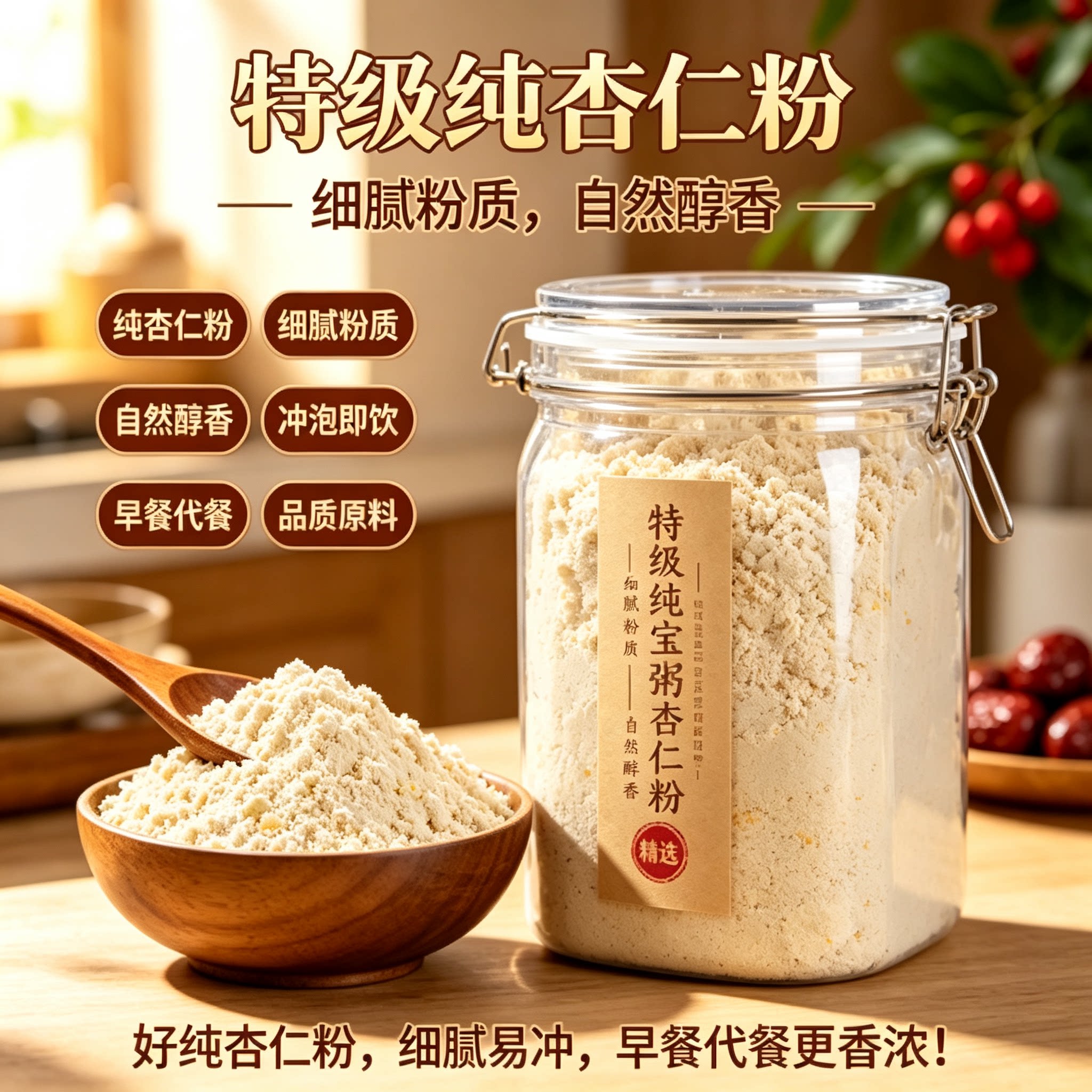 新疆现磨纯天然熟南杏仁粉